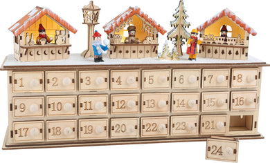 Drevený adventný kalendár vianočné trhy