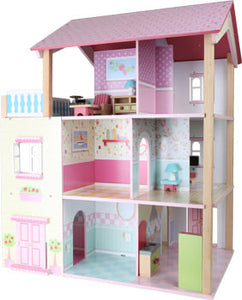Domček s ružovou strechou pre bábiky, otočný