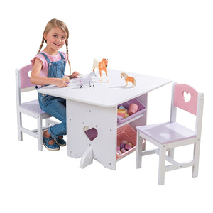 Detský stôl so stoličkami "srdiečko"
