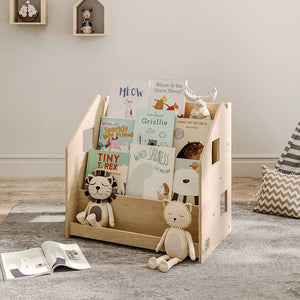 Drevený_ stojan_na_knihy_s_knižkami