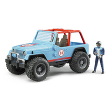 Modré auto JEEP s vodičom
