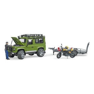 Land Rover s prívesom, motorkou a figúrkou mierka: 1:16 3