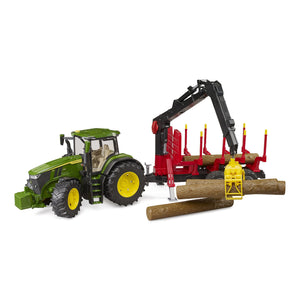 Traktor John Deere 7R 350 so zadným prívesom a 4 kladami