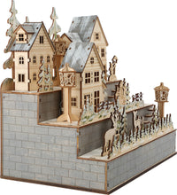 Drevená lampa zimná dedina 2