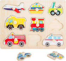 Puzzle s úchytkami "dopravné prostriedky"