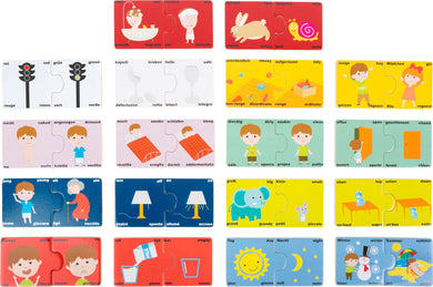 Drevené puzzle protiklady