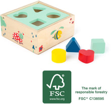 Drevená kocka na vkladanie tvarov