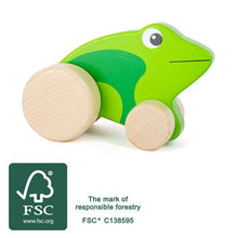 Zelená drevená žabka