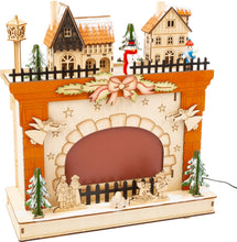 Vianočná lampa zimná scéna pri krbe 2