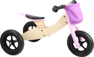 Drevená trojkolka a bicykel Maxi Trike 2 v 1 ružová
