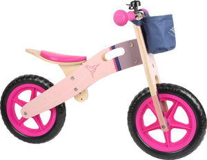 Drevený odrážací bicykel ,,Ružový kolibrík"