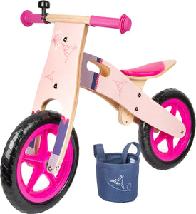 Drevený odrážací bicykel ,,Ružový kolibrík"