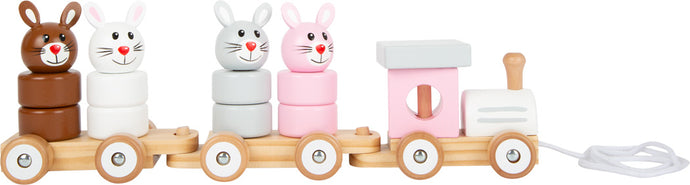Ťahanie vlaku rodina králikov