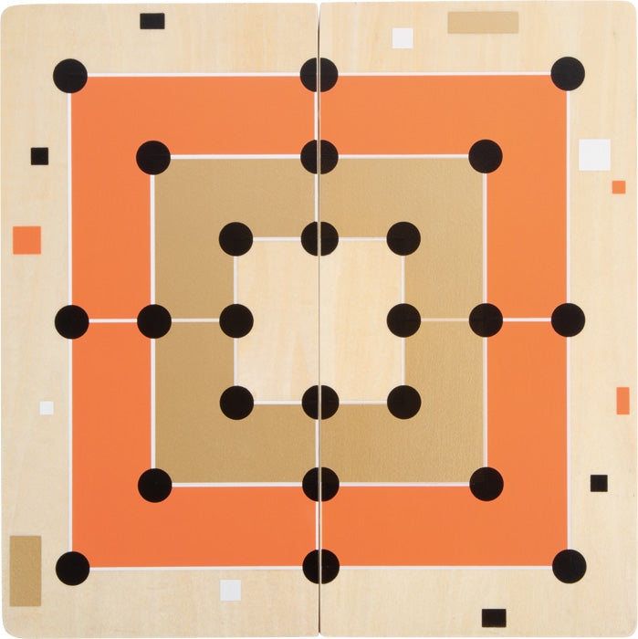 Small Foot Gioco Del Mulino E Solitario 2 In 1 Gold Edition - Legno Con Calamite E Accenti Dorati - 28x28 Cm