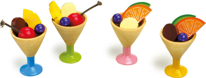 Set 4 zmrzlinových pohárov s ovocím