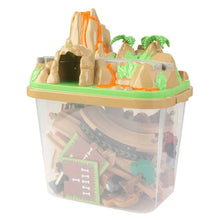 Drevená železničná dráha dinosaury