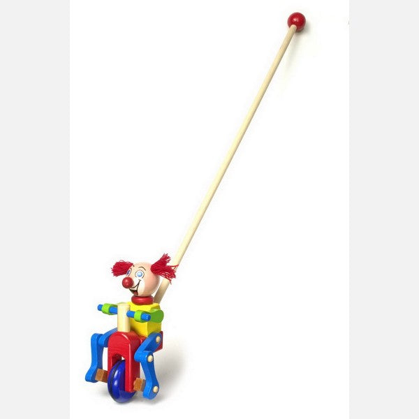 Drevená pestrofarebný hračka s paličkou na tlačenie