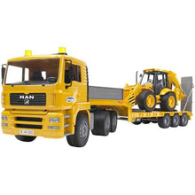Nákladné auto MAN náves a traktor JCB