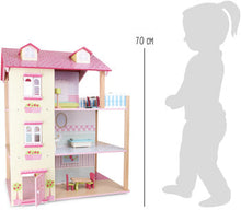 Domček s ružovou strechou pre bábiky, otočný