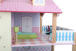 Domček s ružovou strechou pre bábiky, otočný