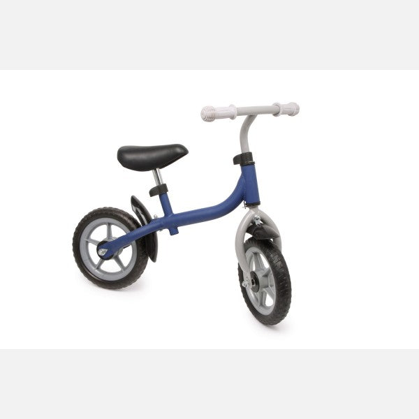 Detský odrážací bicykel v modrej farbe je výborná pomôcka pre deti pri učení sa udržiavať rovnováhu.