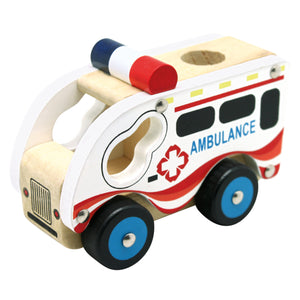 Drevené auto ambulancia