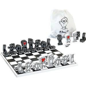 Moderné drevené šachy Keith Haring