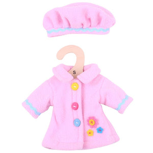 Ružový kabátik s gombíkmi pre bábiku 28 cm