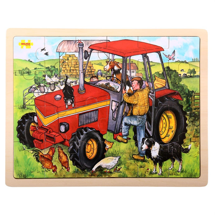 Drevené puzzle traktor 24 dielikov