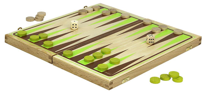 Backgammon v drevenom skladacom boxe