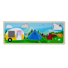 Senzorické puzzle kempovanie v prírode