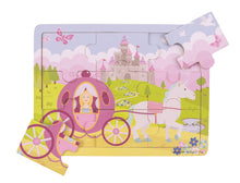 Drevené puzzle princezná s kočiarom 2
