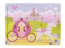 Drevené puzzle princezná s kočiarom