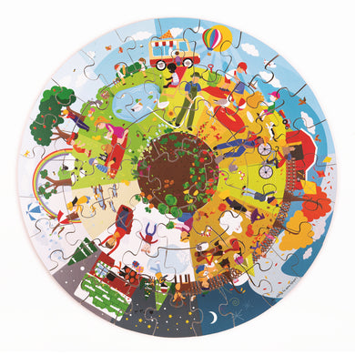 Okrúhle podlahové puzzle Štyri ročné obdobia 50 dielikov