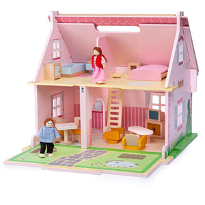 Prenosný drevený domček pre bábiky 3