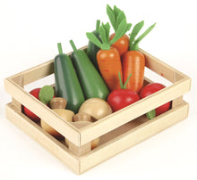 Drevená debnička so zeleninou