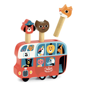 Drevená vystreľovacia hra Autobus so zvieratkami