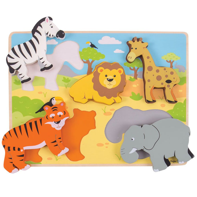 Hrubé vkladacie puzzle safari