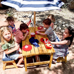 Detský piknikový stôl so slnečníkom pre deti