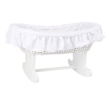 Prútená biela kolíska pre bábiky